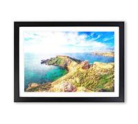 Sea View from Malta Painting Framed Print | A2 Black Framed Wall Art | Ready to Hang | Modern Nautical Picture | Living Room Bedroom Lounge Office
