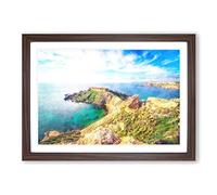 Sea View from Malta Painting Framed Print | A2 Walnut Framed Wall Art | Ready to Hang | Modern Nautical Picture | Living Room Bedroom Lounge Office
