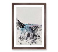 Sea View from Marseille in France Watercolour Framed Print | A2 Walnut Framed Wall Art | Ready to Hang | Modern Nautical Picture | Living Room Bedroom Lounge Office