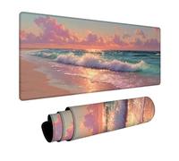 Sea View Mouse Pad Large, Sunset Gaming Mouse Mat 40x20in, Desk Mat with Stitched Edge, XXL Mousepad Non-Slip Rubber Base, Office Accessories, Keyboard Pad, for Computers Gaming Accessories X-9166
