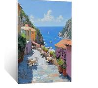Sea View Paint by Numbers for Adults Architecture Painting by Numbers for Children Crafts 22 x 16 in, DIY Hobbies for Adults Women, Painting on Canvas Using Acrylic Paint and Brushes, Gifts LSJ-7968