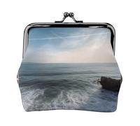 Sea View Prints Coin Purse Kiss Lock Pu Leather Mini Pouch Wallet Change Bag for Women Girls Kids