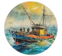 Sea View Sailboat 1000 Piece Ocean Sailboat Round Puzzles for Kids And Adults Educational Games Unique Shape Gift for Unique Challenge Games 1000pcs (67.5x67.5cm)
