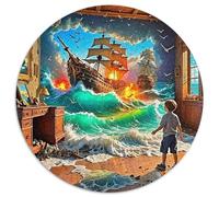 Sea View Sailboat 1000 Piece Ocean Sailboat Round Puzzles for Kids And Adults Gift for Family Unique Shape Impossible for Creative for Teenagers And Adults 1000pcs (67.5x67.5cm)