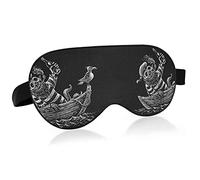 Sea Voyage Skeleton Sailor Sailing on a Boat Crow Eye Masks Cover Blocks Light Sleep Mask Shade Cover Blindfold Relaxing Eyeshade Cover with Adjustable Head Strap for Men Women Kids