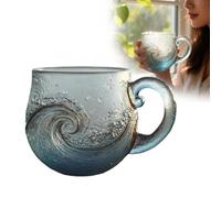 Sea Wave Glass Mug, Ocean Wave Glass Mug, Unique Sea-Inspired Drinking Vessel Christmas Birthday Gift for Beach Lovers, Artistic Waves Design for Coffee and Drinks