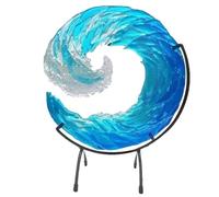 Sea Wave Glass Sculpture - Acrylic Sea Wave Piece Sculpture, Gradient Wave Art Ornament, Molten Glass Coastal Sculpture, Sea Wave Home Furnishings, Wave Theme Acrylic Ornament, Sea Waves