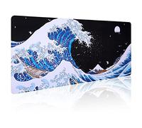 Sea Wave Japanese Art Mouse Pad Gaming XXL Full Desk Mat Extra Large Long Extended Mousepad Big Pads Table Keyboard Mat for Office Home Game 35.4 X 15.7 Inches