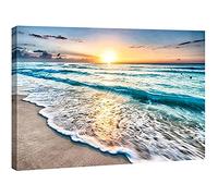 Sea Waves Wall Art Canvas Paintings Extra Large Seascape Artwork Modern Gallery Wrapped Ocean Beach Scenes Office Wall Decor 70x125cm(28x49in) With Frame