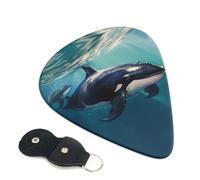 Sea Whale 6 Pack Guitar Picks With Holder, Personalized Guitar Plectrums Non-Slip Portable Ukulele Bass Picks 0.71mm For Acoustic Guitar Lovers Gifts