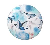 Sea Whale and Jellyfish Metal Round Button Badge with Pin,Personalised Print Decor Badges 6 Cm for Bags Backpack Jacket Clothing
