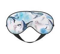 Sea Whale and Jellyfish Print Functionality Cozy Eye Mask Adjustable Strap Nap Night Travel Camping Yoga Relax