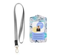 Sea Whale and Jellyfish Print Id Badge Holder with Lanyard Wallet, Pu Leather Id Badge Card Holder with 1 Clear Id Window and Neck Lanyard(2pcs)