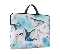 Sea Whale And Jellyfish Print Protective 14 Inch Laptop Case,Laptop Sleeve With Handle Compatible,Carrying Computer Bag