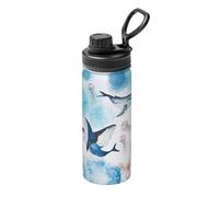 Sea Whale and Jellyfish Printing 18oz Sports Insulated Kettle Drinking Cup Stainless Steel Portable Cup for Gym