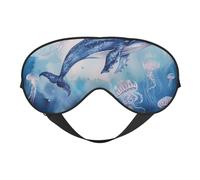 Sea Whale and Jellyfish Printing Sleep Mask for Women Men Double-Sided Print Soft Silk Eye Masks Eye Sleep Shade Cover