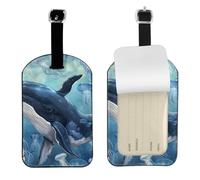 Sea Whale & Jellyfish Print Bag Tags Stylish Luggage Tag 4.3 x 2.76 Inch Essential Travel Accessory Suitcases