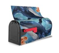 Sea whale & jellyfish Print Fashion mailbox cover Magnetic Mailbox Cover Waterproof Unique Easy Installation