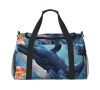 Sea whale & jellyfish Print Foldable Carry On Tote Large Capacity Hand Carry Bag for Airplane Weekend Getaways