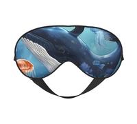 Sea Whale & Jellyfish Print Sleep Eye Mask Outdoor Indoor Travel Camping Meditation Yoga Shift Work Breathable