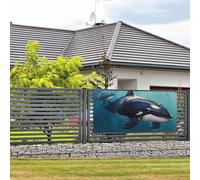 Sea Whale Print Party Banner Funny Christmas Banner Birthday Banner Backdrop Large Outdoor Banner Photography Background Xmas Party Decor for Garden Holiday Party Supplies