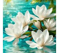 Sea White Flowers Jigsaw Puzzle 70 Pieces 45x45cm/18x18inch, Difficult jigsaw puzzles for Adults 70, Beautiful Art work, Great Festive Puzzle Gift for Men/Women