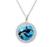 Sea Wildlife Killer Whales Diamond Necklace for Women Cute Alloy Pendants Necklace Jewelry Gift