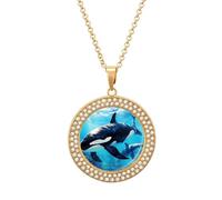 Sea Wildlife Killer Whales Diamond Necklace for Women Cute Alloy Pendants Necklace Jewelry Gift