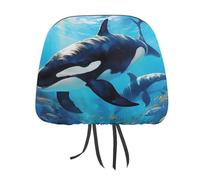 Sea Wildlife Killer Whales Headrest Covers Printed Car Seat Head Rest Protector Universal Auto Accessories 2 PCS