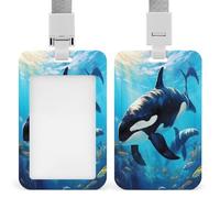 Sea Wildlife Killer Whales ID Badge Holder with Lanyard Name Card Holders for Nurse Teacher Officer