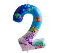 Sea World Birthday Candles Number 2 Blue Sea World Theme 2nd Birthday Party for Girl Boy Birthday Cake Topper Graduation Celebration Anniversary Decorations