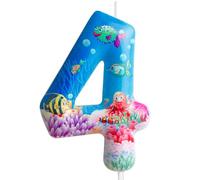 Sea World Birthday Candles Number 4 Blue Sea World Theme 4th Birthday Party for Girl Boy Birthday Cake Topper Graduation Celebration Anniversary Decorations