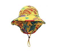 Sea World Pattern Kids Sun Hat, Neck Protection Sun Hat, Super Sun Protection Upf 50+, Cap Size 51-54cm (Yellow Bottom + Shell)