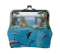 Sea World Prints Coin Purse Kiss Lock Pu Leather Mini Pouch Wallet Change Bag for Women Girls Kids