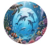 Sea World1000 Pieces Circular Puzzle DolphinCreative Jigsaw Puzzles Adults And Kids Difficult Challenging1000pcs (67.5x67.5cm)
