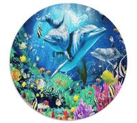 Sea World1000 Pieces Round Puzzle DolphinCreative Jigsaw Puzzles Adults And Kids Difficult Challenging1000pcs (67.5x67.5cm)