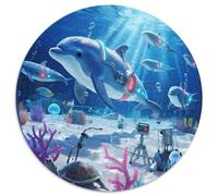 Sea World1000 Pieces Round Puzzle DolphinCreative Jigsaw Puzzles Adults & Kids Difficult Challenging1000pcs (67.5x67.5cm)
