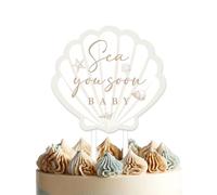 Sea You Soon Baby Cake Topper -Ocean Theme Boy or Girl Baby Shower Decoration, Seashell Cake Pick for Under the Sea Theme Baby Shower Kids Birthday Party Cake Decorations Supplies.