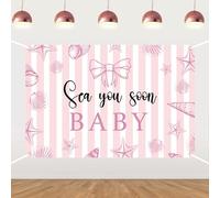 Sea You Soon Baby Shower Backdrop Sea You Soon Baby Shower Decorations Under The Sea Seashell Photograph Background for Ocean Animal BBY Shower Gender Reveal Decor Party Supplies