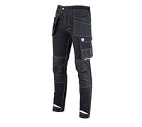 SEA3 Men's Hi Vis Viz Cargo Combat Slim Fit High Visibility Work Trousers Pants Jeans, Black 32W/32L