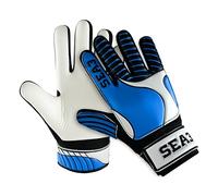 SEA3 Unisex Kids Boys Children's Junior Football Goalkeeper Sports Soccer Training Goalie Gloves, Blue - Size 5: Age 9 to 12 Years