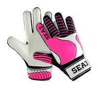 SEA3 Unisex Kids Boys Children's Junior Football Goalkeeper Sports Soccer Training Goalie Gloves, Pink - Size 4: Age 6 to 9 Years