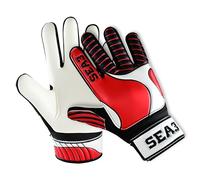 SEA3 Unisex Kids Boys Children's Junior Football Goalkeeper Sports Soccer Training Goalie Gloves, Red - Size 5: Age 9 to 12 Years