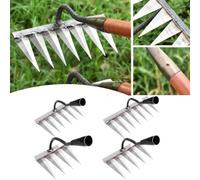 SeaAZqurtles Iron Rake for Gardening and Weeding, Heavy Duty Iron Weeding Rake, Silver