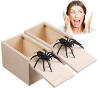 SeaAZqurtles Wooden Spider Prank Box,Spider in a Box Prank,Prank Prop Prank Kit, Funny Prank Toys Scary Spider Prank Box/Realistic Rubber Spider, Halloween Party Decoration April Fools Day Props
