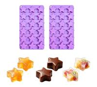 SEABABOO 2 x Silicone Star Moulds 18 Cavities 2.2 x 2 cm Chocolate Pastry Mould for Chocolate Ice Cubes Biscuits Candy Jelly Cake Praline Decoration Christmas Birthday Purple