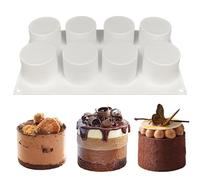 SEABABOO 8 Cavity Cylinder Silicone Mould, L6 x H4.5 cm Cylinder Baking Mould DIY for Chocolate Cake Pops Muffin Brownie Cupcake Cheesecake Pudding Handmade Soap, 1PCS