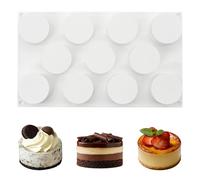 SEABABOO Cylindrical Silicone Mould 11 Cavities 5 cm x 2.9 cm Chocolate Moulds for Muffin Brownie Mousse Cake Dessert Jelly Pudding 1 Piece White