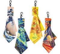 Seabbo Glasses Cleaning Cloth, Microfiber Eye Glass Clean Cloths Cleaner keychain for Eyeglasses, Screens, Camera Lenses-World Classic Art Design 4PC