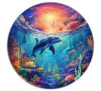 Seabed A School of Fish 1000 Piece Animation Round Jigsaw Puzzles What Happens Next Beautiful Decoration for Adults And Kids 1000pcs (67.5x67.5cm)
